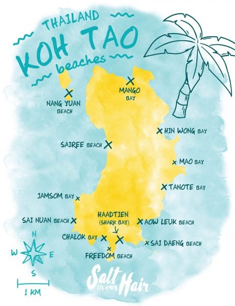 koh tao map beaches