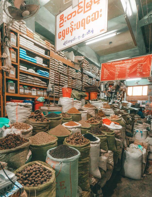 Myanmar Zay Cho Market kruiden