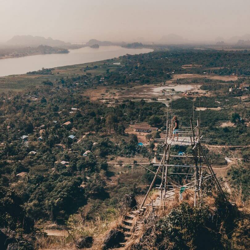 wandeling in Myanmar Hpan Pu Mountain drone