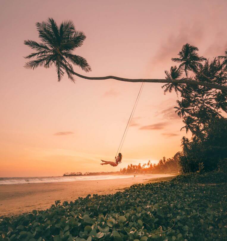 Hiriketiya Dikwella palm swing sunset