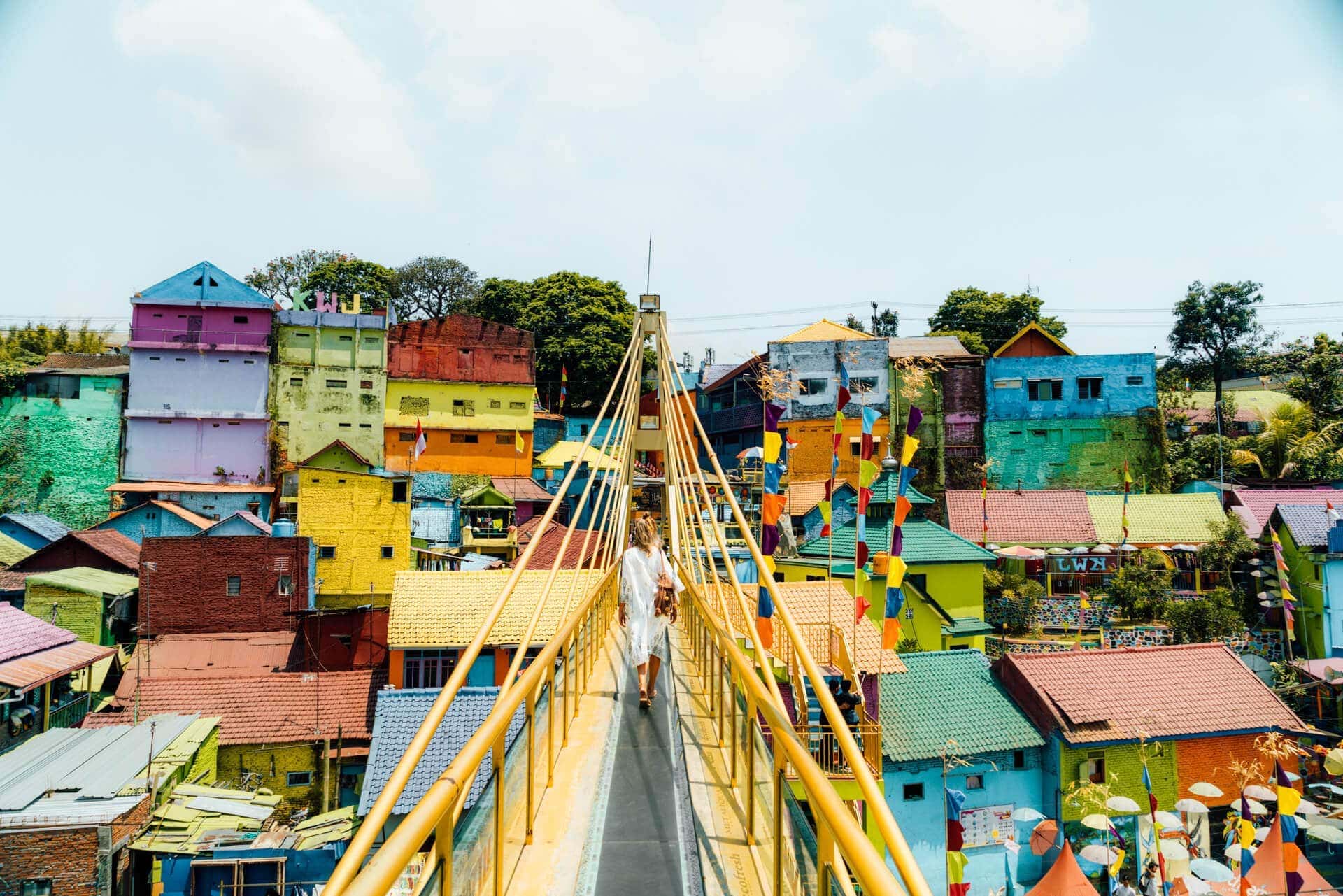 colorful village jodipan malang java bridge