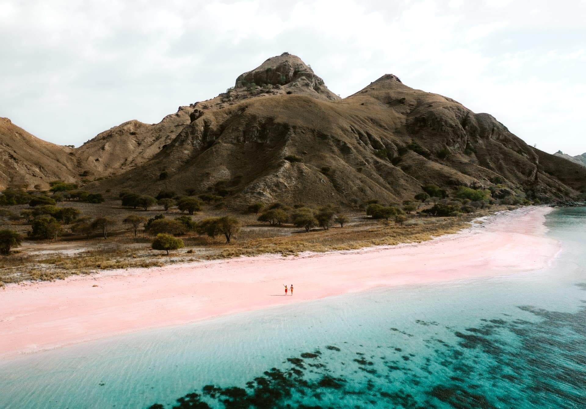 lange strand roze komodo eilanden