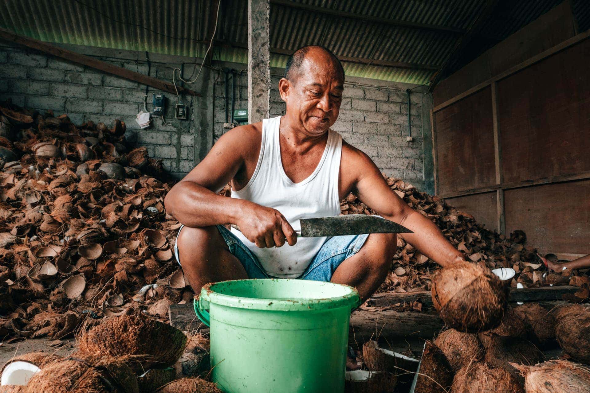 Bali verblijf bij locals boerderij kokosnoten