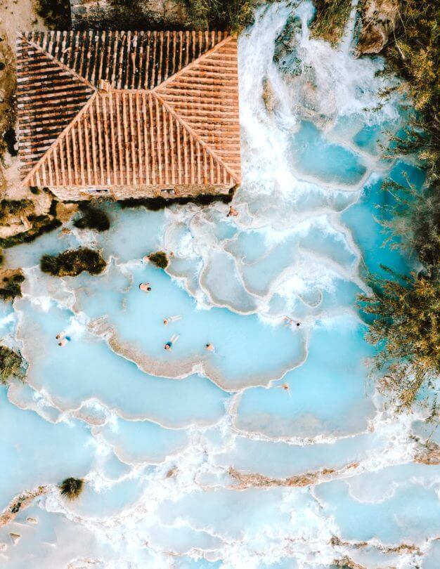 Hot Springs Tuscany Saturnia drone