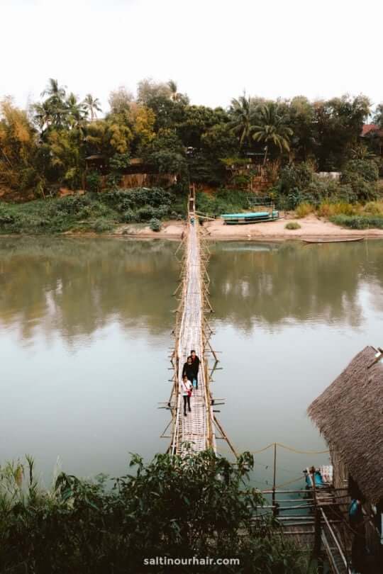 bamboo bridge river luang prabang