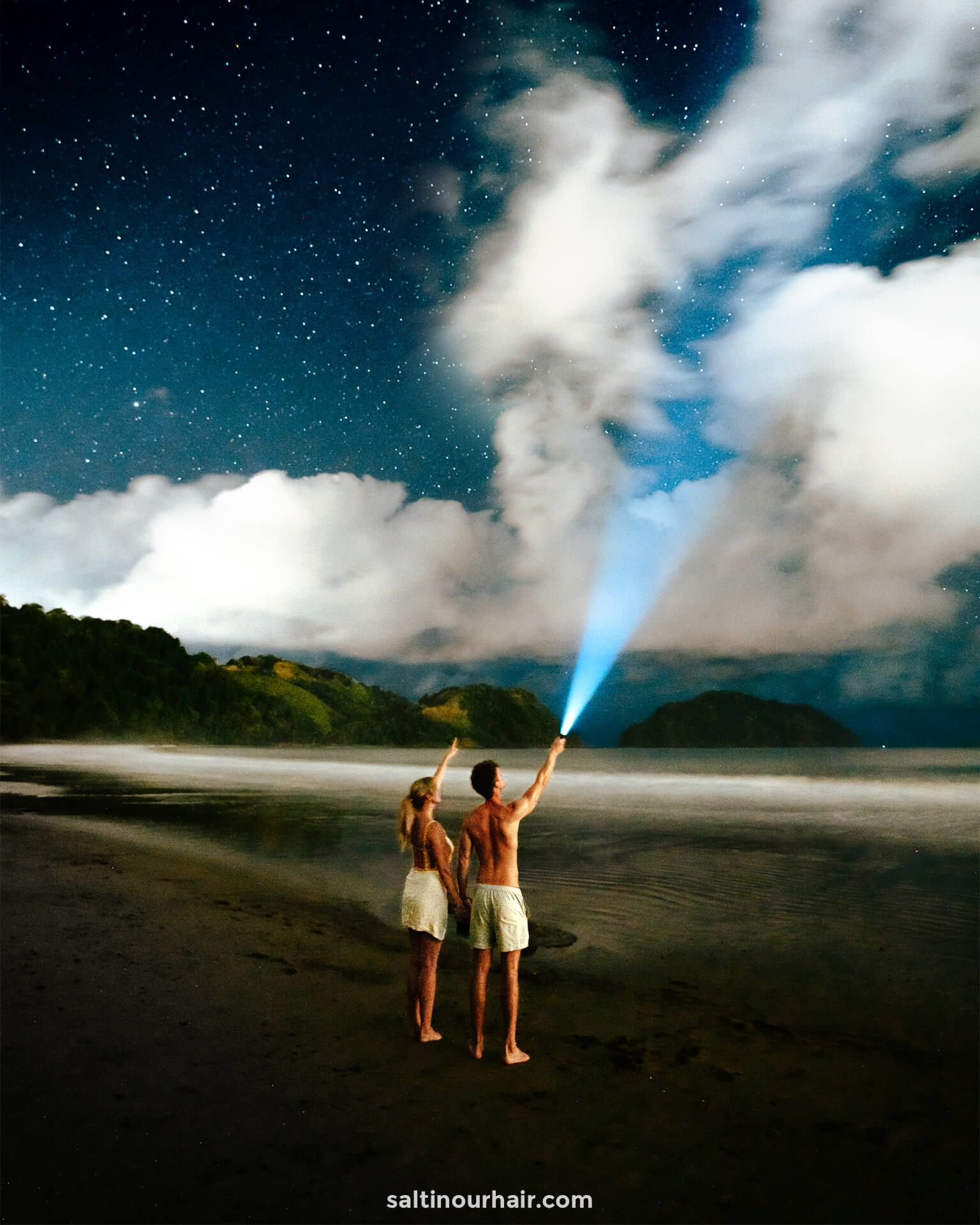 stargazing beach couple