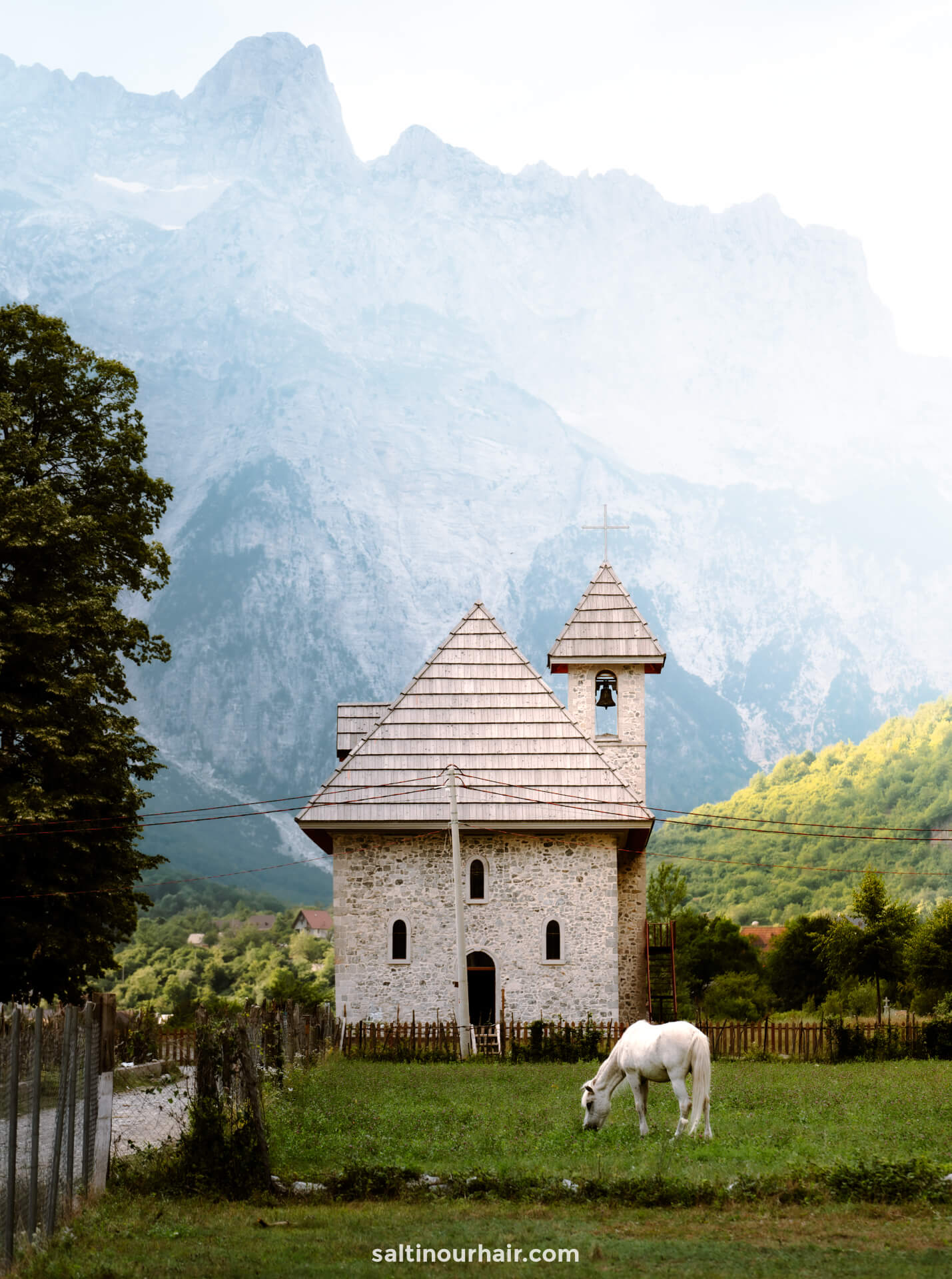theth albania church horse