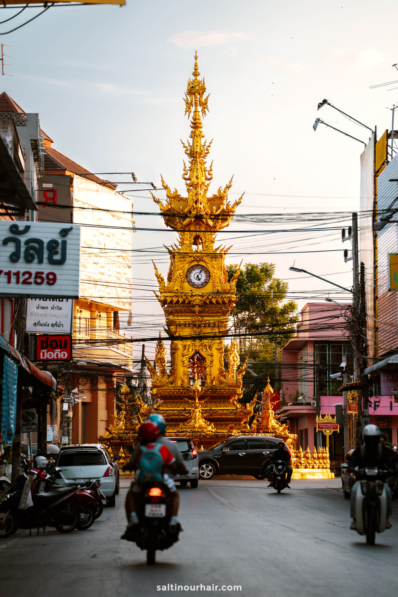 clock tower sunset Chiang Rai thailand