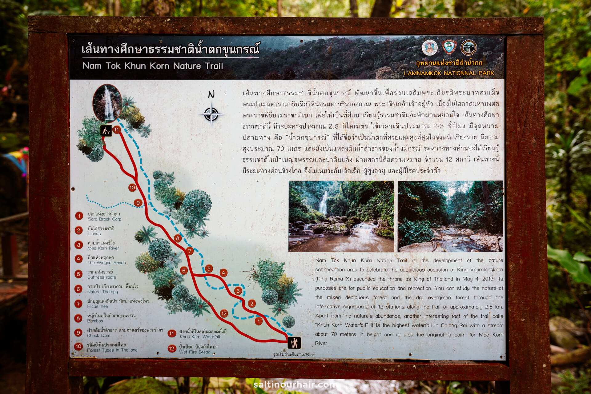 Nature trail sign Chiang Rai Thailand