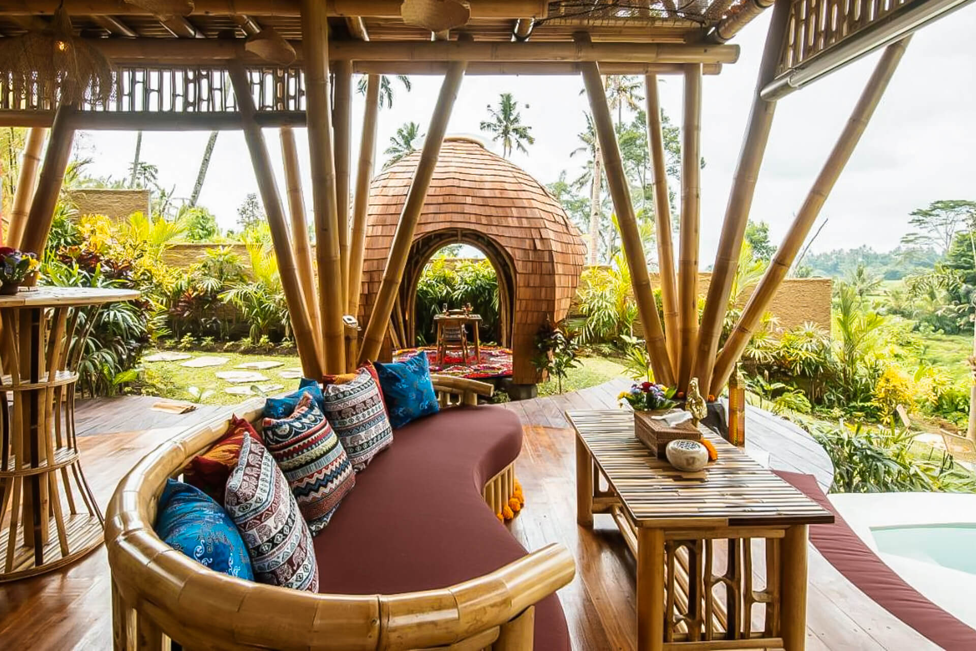 best bamboo houses in Bali magic hills living room 