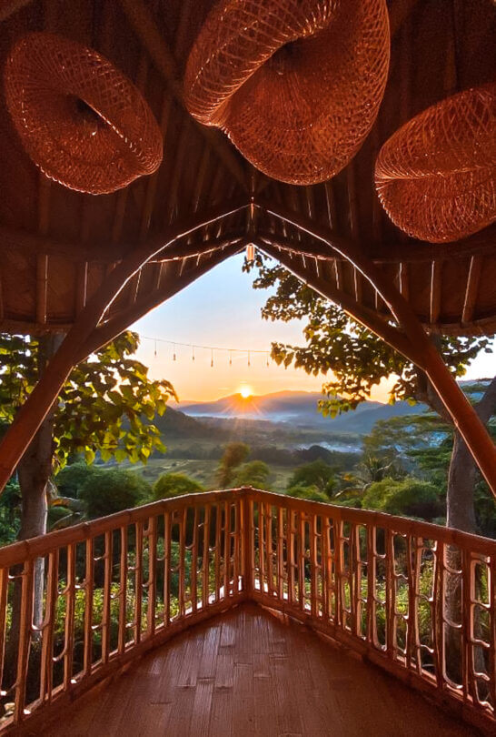best bamboo houses in Bali bird hills sunset
