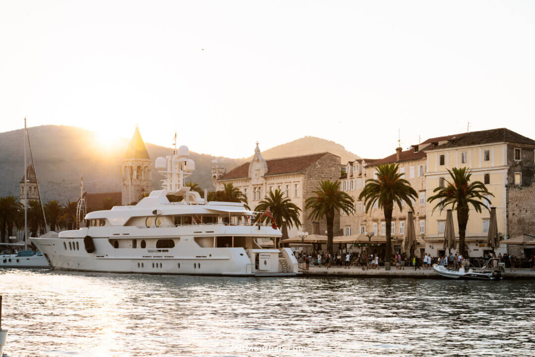 sunset trogir croatia promenade yacht
