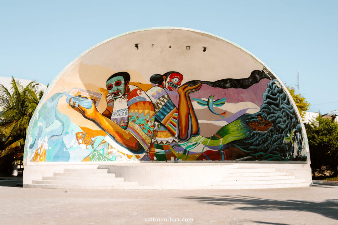 Mural center Holbox Mexico