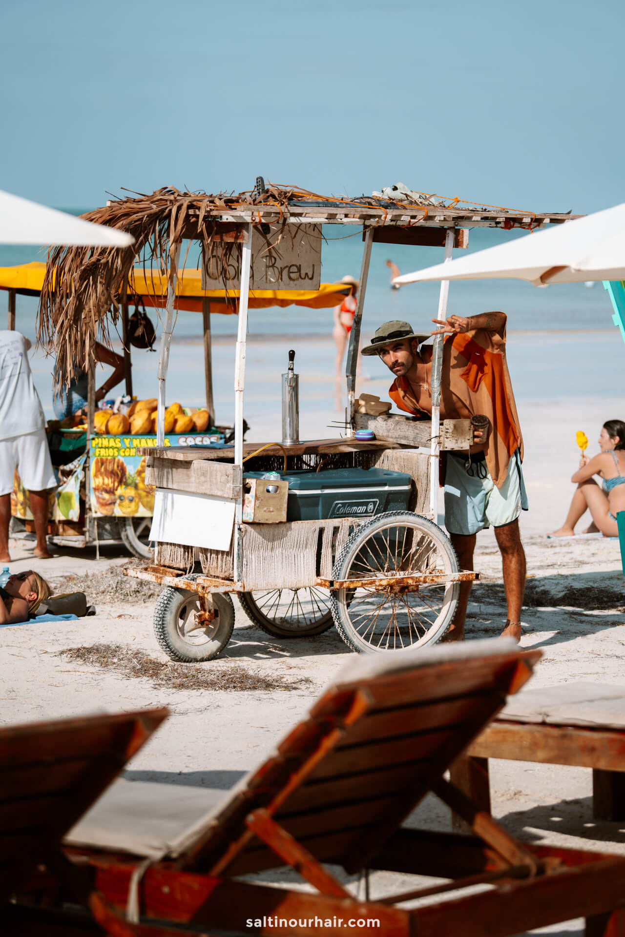Coffee cart beach Holbox Mexico