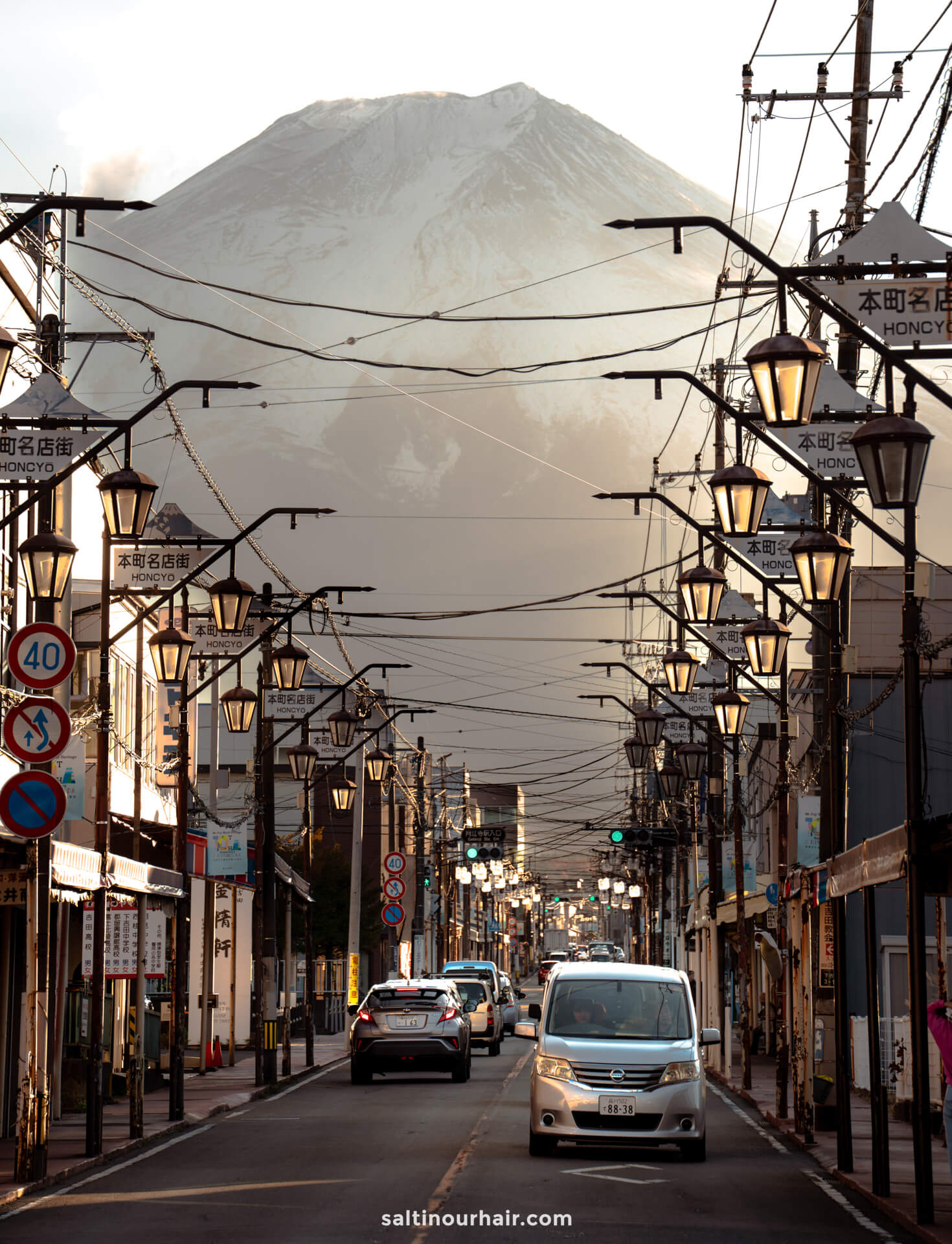 renting a car in Japan mount fuji street