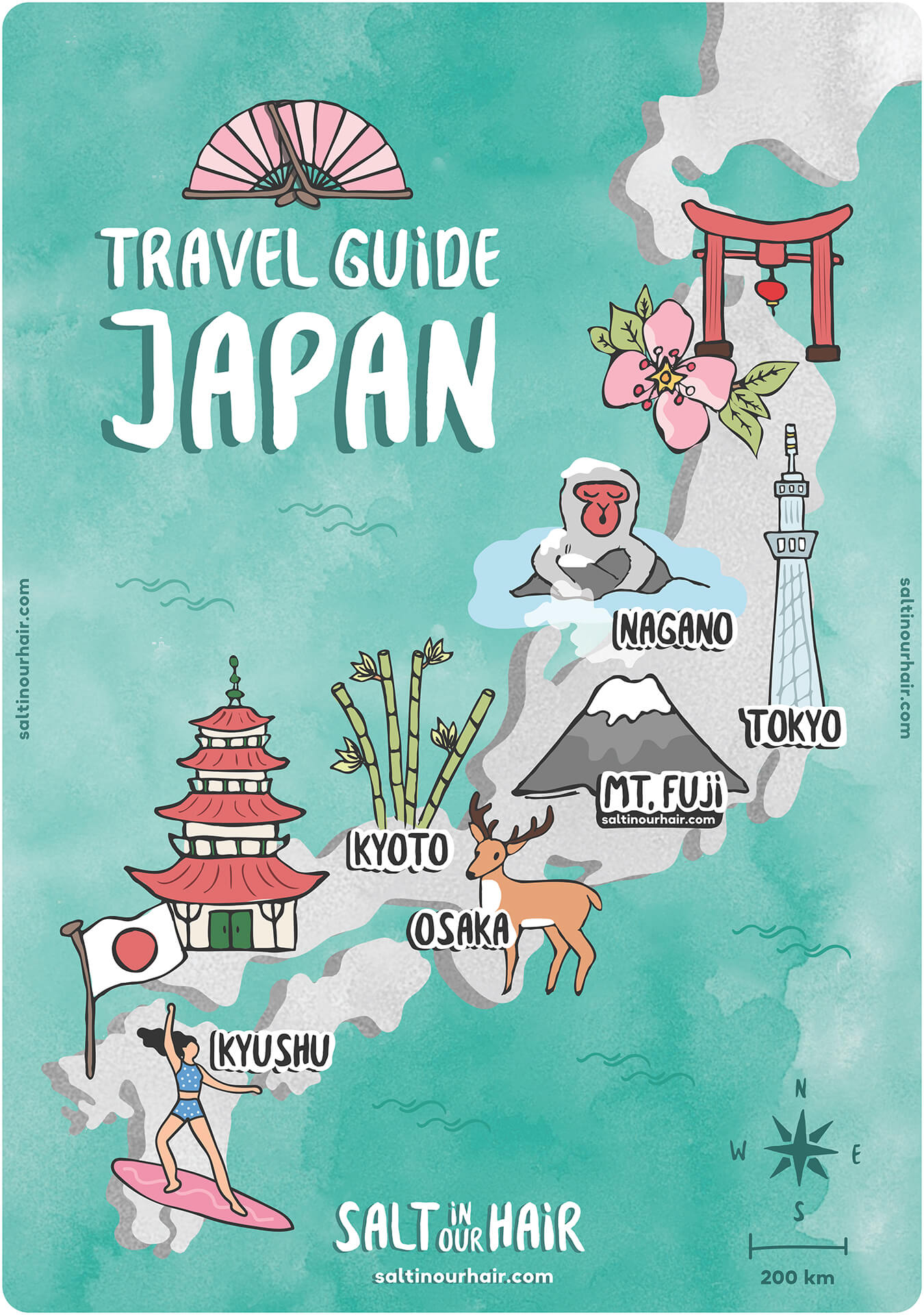 graphic map japan travel guide