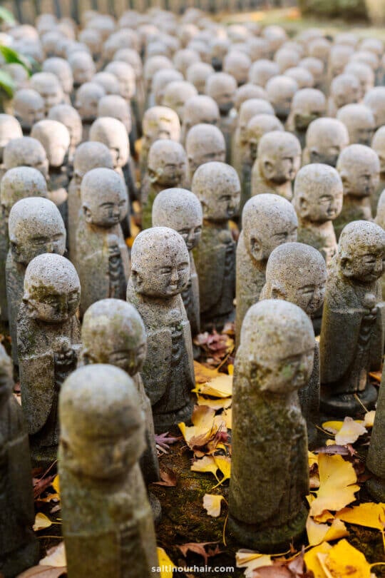 rows of statues day trip from Tokyo Kamakura Japan