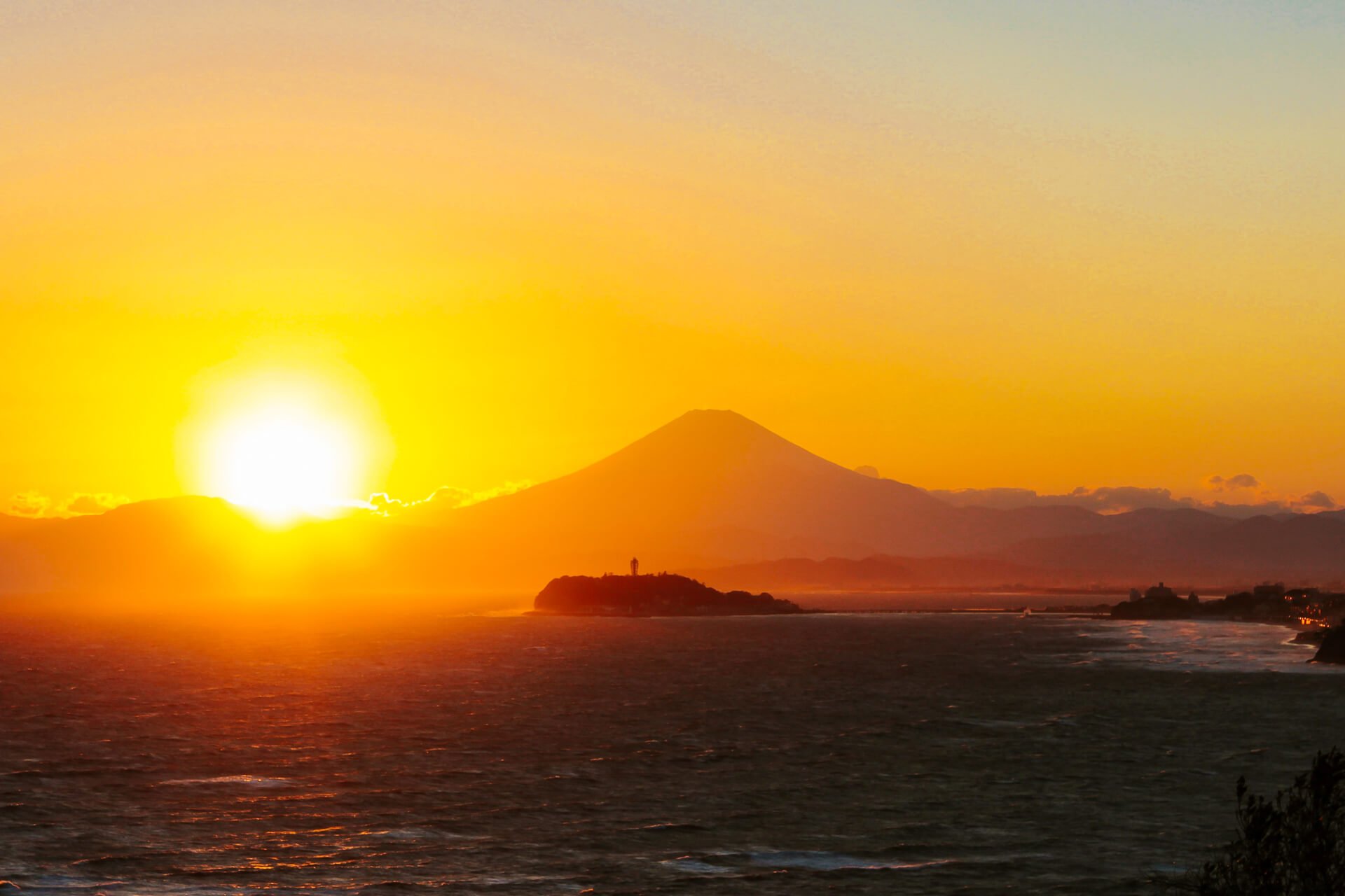 enoshima island view Mount Fuji Kamakura Japan