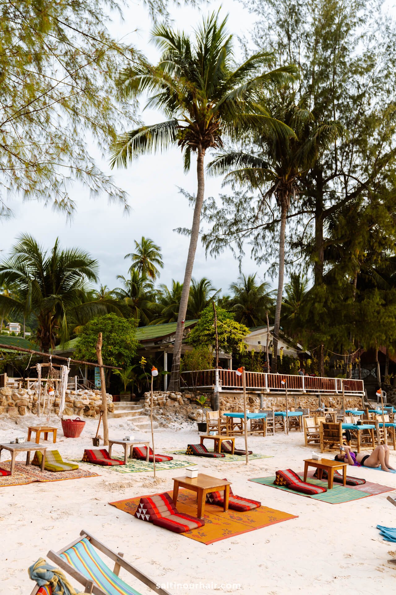 beach restaurant sunset bean bags Koh Phangan thailand