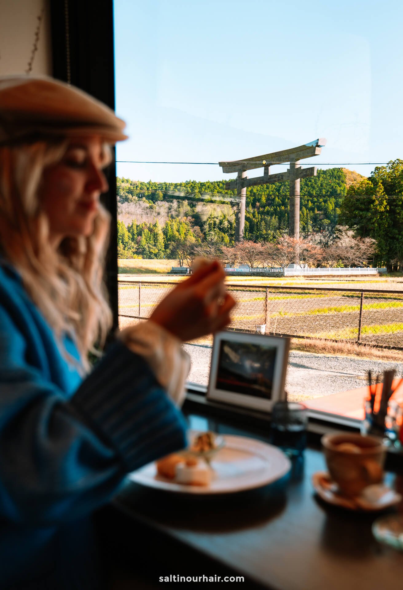 cafe with view on Kumano Nachi Taisha Grand Shrine japan