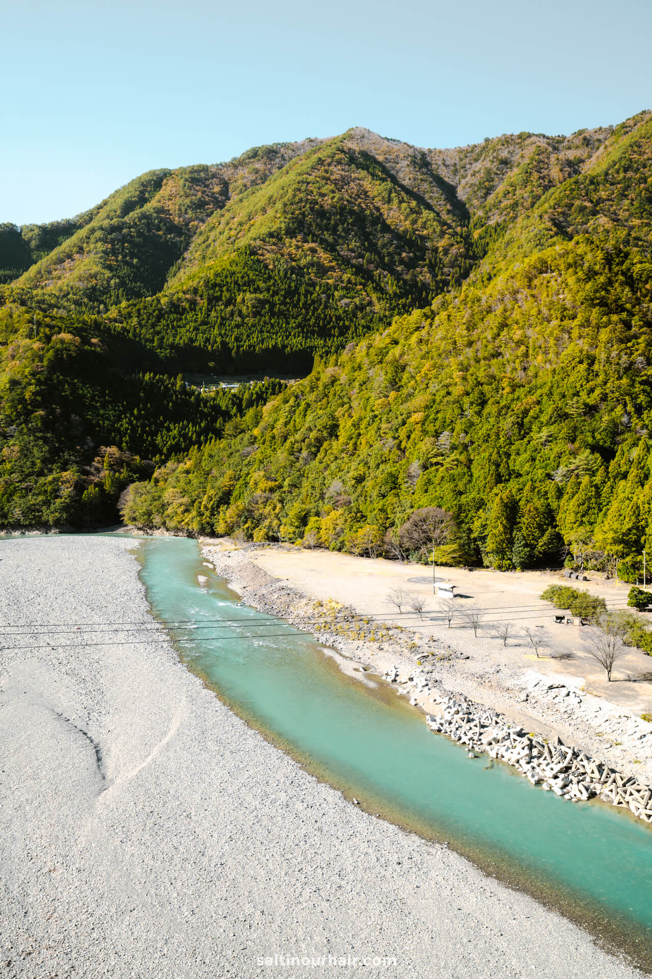 blue river in mountains japan