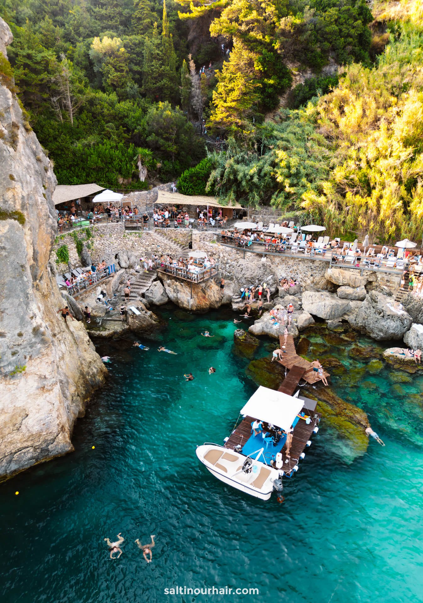 drone photo la grotta bar corfu greece