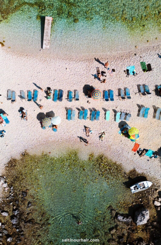 drone shot beach corfu