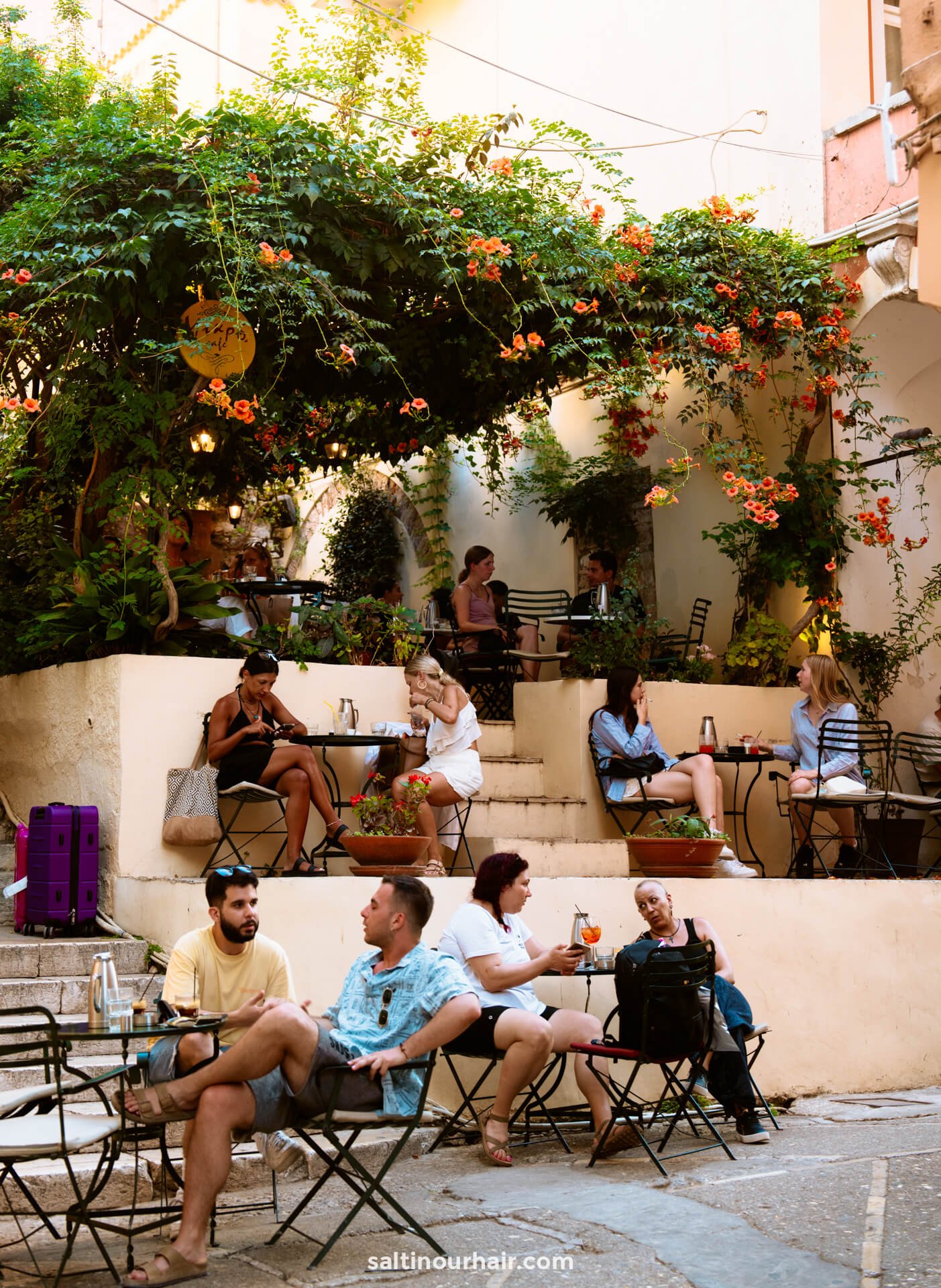 romantic terrace corfu town greece