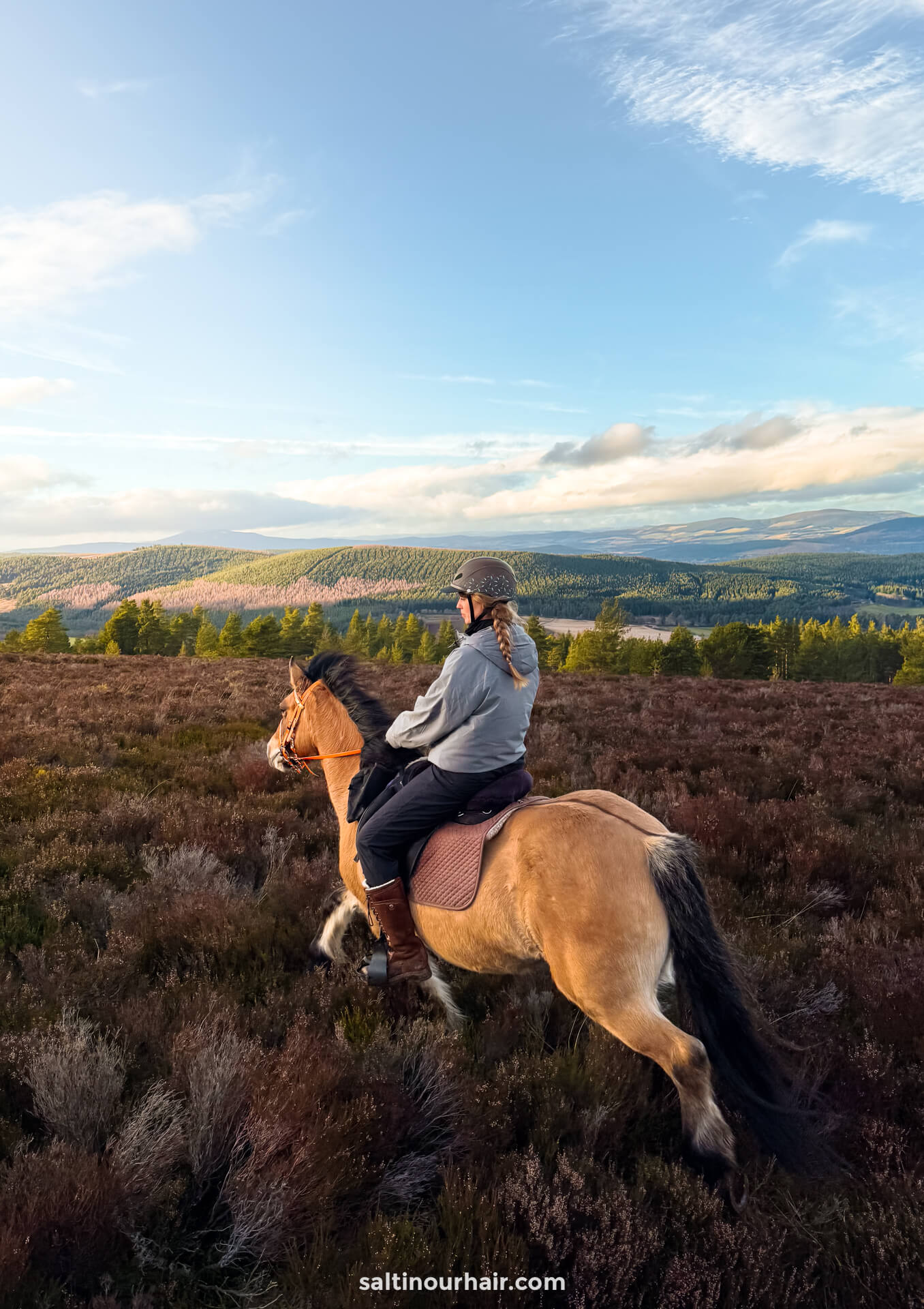 woman horseback riding scotland